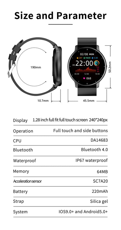 LIGE 2023 Smart watch Ladies Full touch Screen Sports Fitness watch IP67 waterproof Bluetooth For Android iOS Smart watch Female