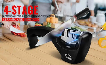 Knife Sharpener 4 Stages In 1 Professional Whetstone Kitchen Sharpening Stone Diamond Fine Scissors Grinder Chef Honing Tool