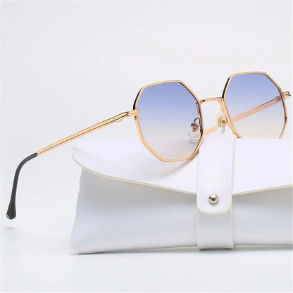 Sunglasses Luxury Retro Polygon Sun Glasses Square  for Men Women Fashion Metal Frame Glasses UV Protection Vintage Metal Shades