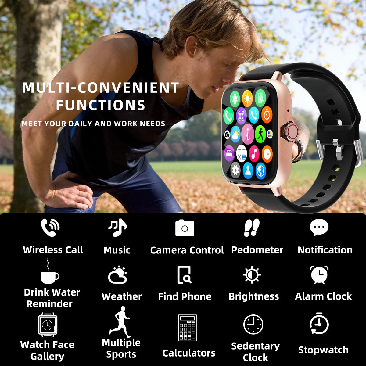 Smart Watch with Message Answer Call Sleep Monitoring Sports Pedometer Information Alerts For iPhone Android