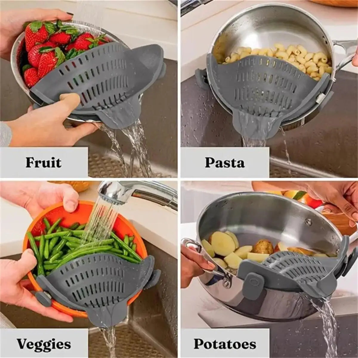 Strainer, Pot Strainer, Adjustable Clip On Strainer For Pots Pans And Bowls, Kitchen Pot Strainer