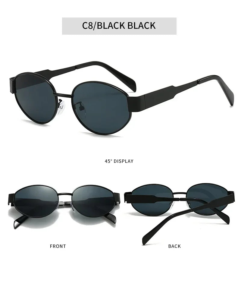 NEW Oval Sunglasses for Women, Metal Frame Sunglasses, Luxury Brand, Classic and Round