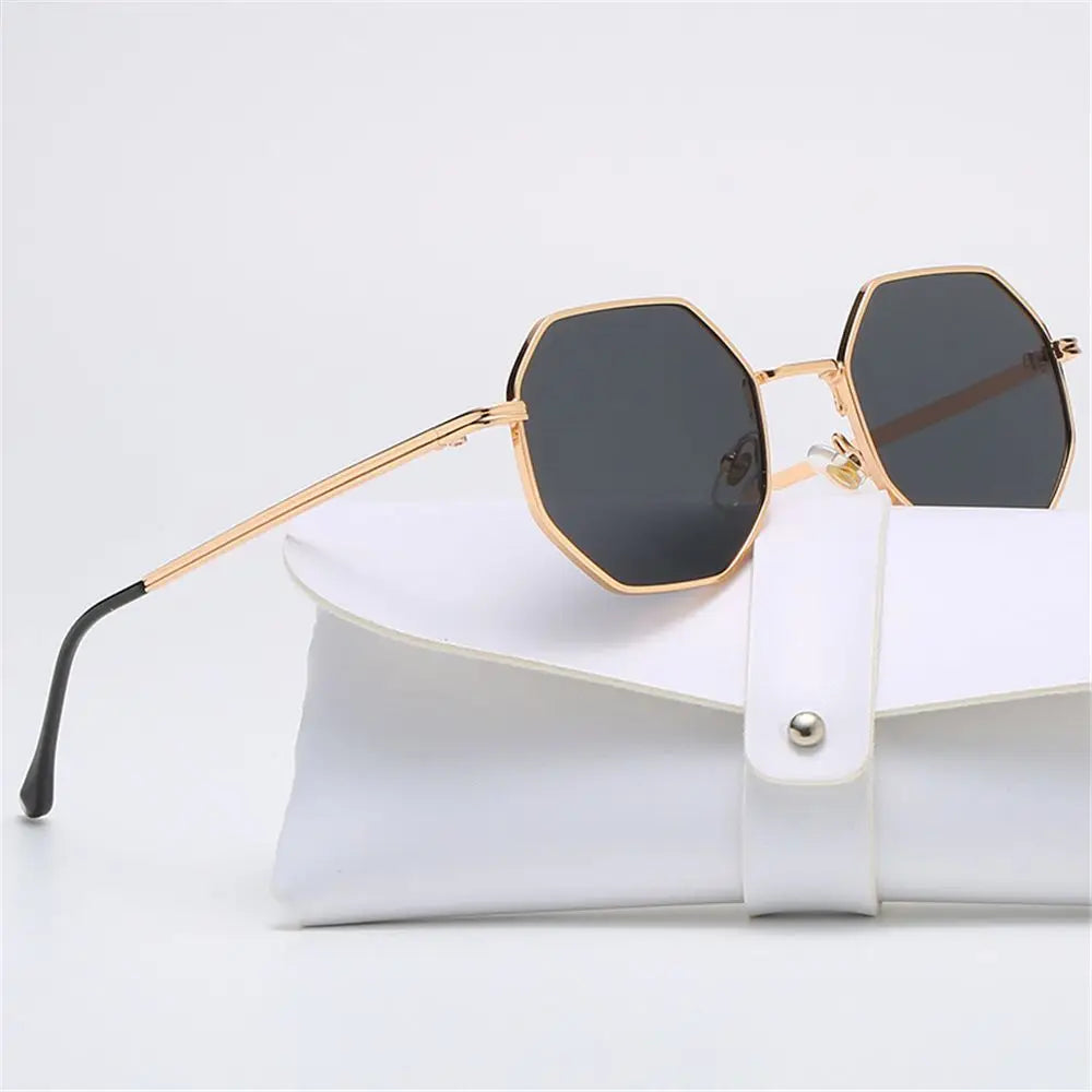 Sunglasses Luxury Retro Polygon Sun Glasses Square  for Men Women Fashion Metal Frame Glasses UV Protection Vintage Metal Shades