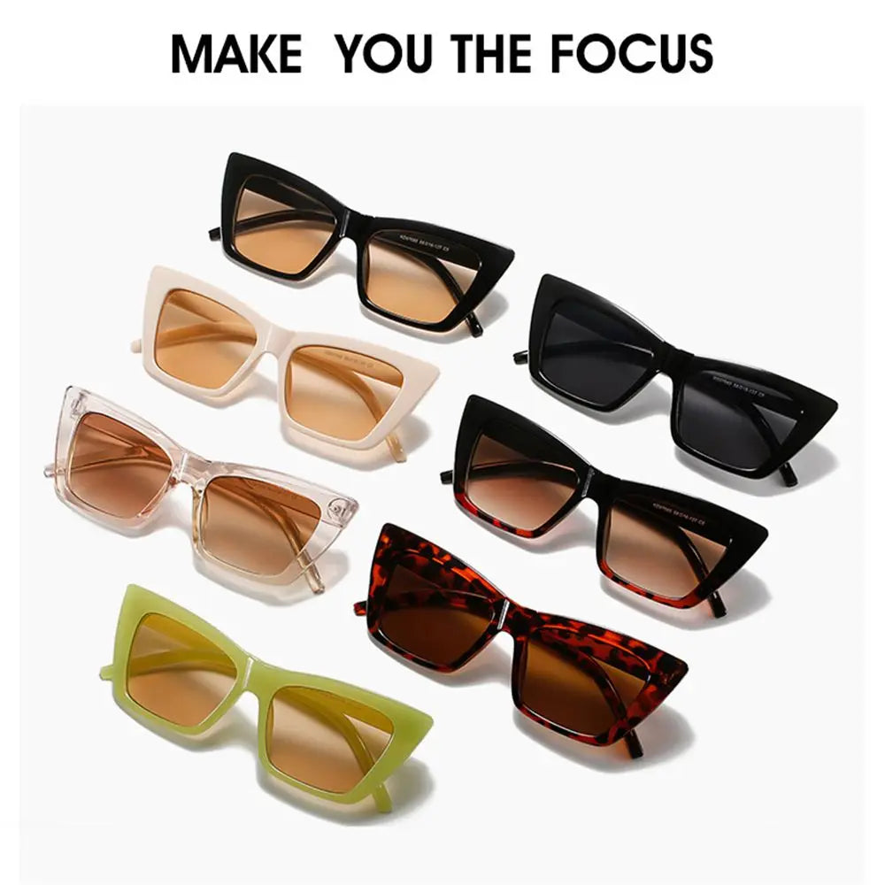 Sunglasses Woman Fashion Square Vintage Cat Eye Design Sun Glasses Female Male Personality Cool Retro Black Cateye Oculos