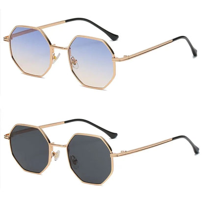 Sunglasses Luxury Retro Polygon Sun Glasses Square  for Men Women Fashion Metal Frame Glasses UV Protection Vintage Metal Shades