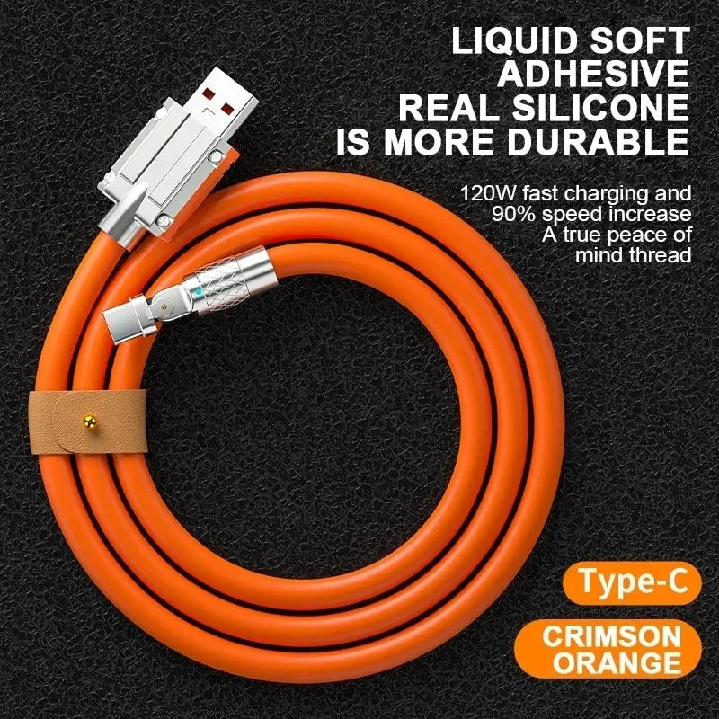 Fast Charge Usb Type C 120w 6A  Data Cable 180 Degree Rotating Gaming Elbow Cable For Xiaomi Mobile Phone Charger Usb Data Cable