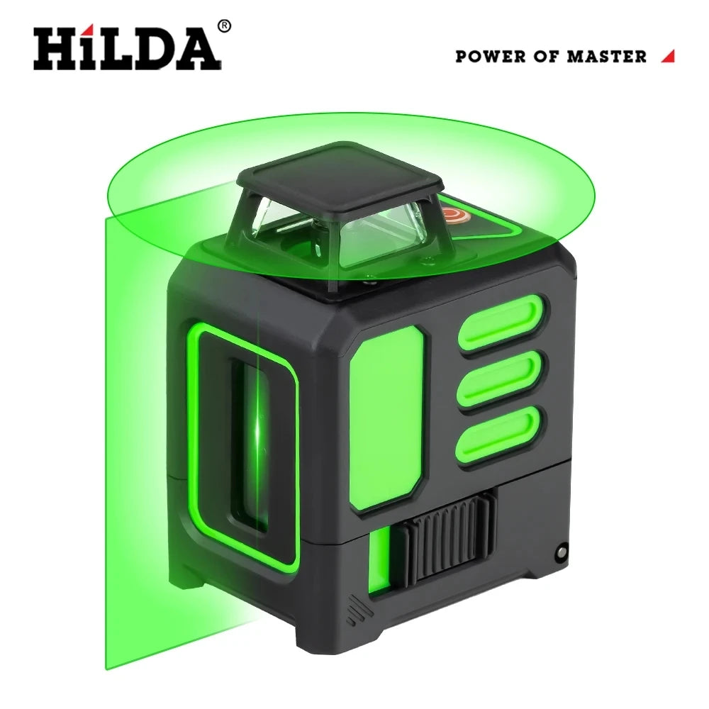 HILDA 2/5 Lines 360 Automatic Leveling Level Construction Tool Equipment Green Light Cross Laser Level