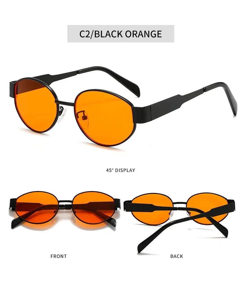 NEW Oval Sunglasses for Women, Metal Frame Sunglasses, Luxury Brand, Classic and Round