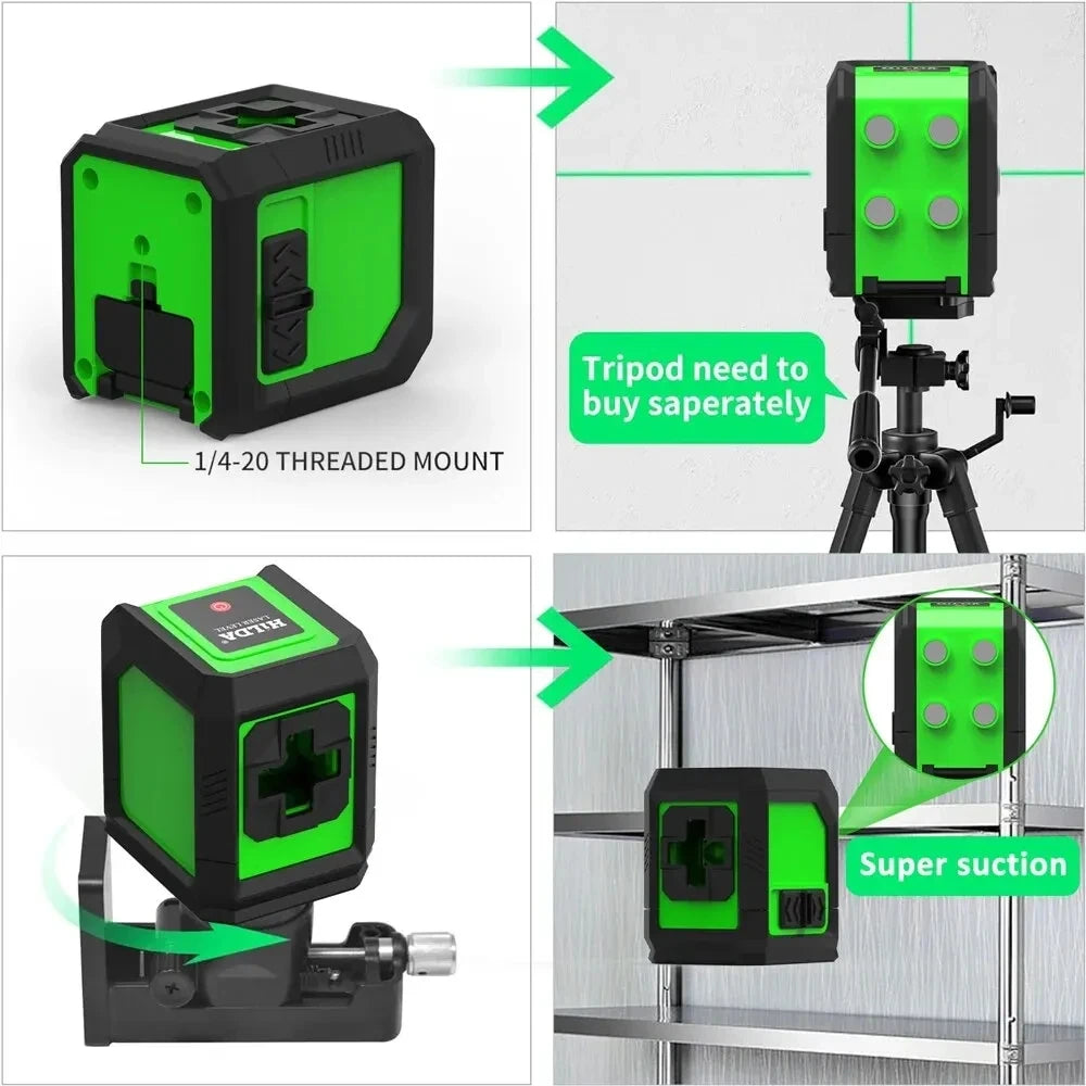 HILDA 2/5 Lines 360 Automatic Leveling Level Construction Tool Equipment Green Light Cross Laser Level