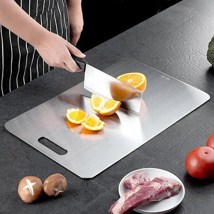 Camping Cutting Board Double-Sided Titanium Kitchen Chopping Board Kitchen Stainless Steel Cutting Board for Kitchen, Heavy Duty