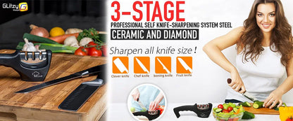 Knife Sharpener 4 Stages In 1 Professional Whetstone Kitchen Sharpening Stone Diamond Fine Scissors Grinder Chef Honing Tool