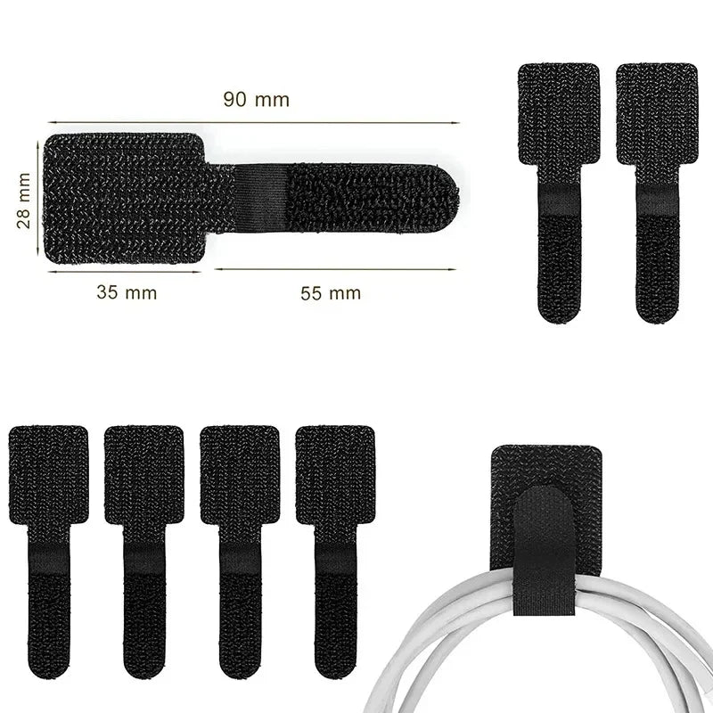 Releasable Cable Organizer Ties Mouse Earphones Wire Management Nylon Cable Ties Reusable Loop Hoop Tape Straps Tie