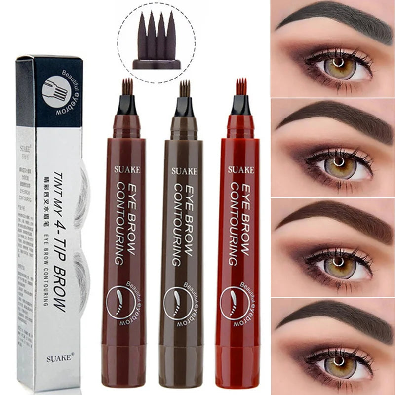 Lápiz de cejas de 4 puntas Maquillajes para mujer Lápiz de cejas líquido resistente al agua Maquillaje de larga duración Lápiz de cejas cosmético Microblade