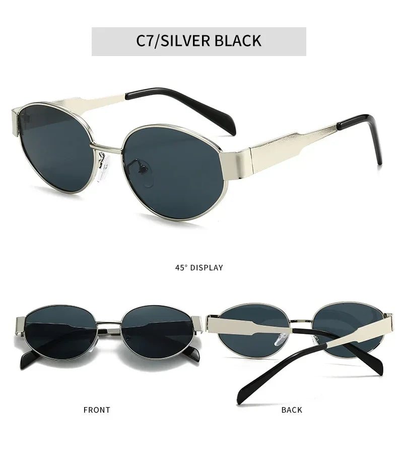 NEW Oval Sunglasses for Women, Metal Frame Sunglasses, Luxury Brand, Classic and Round