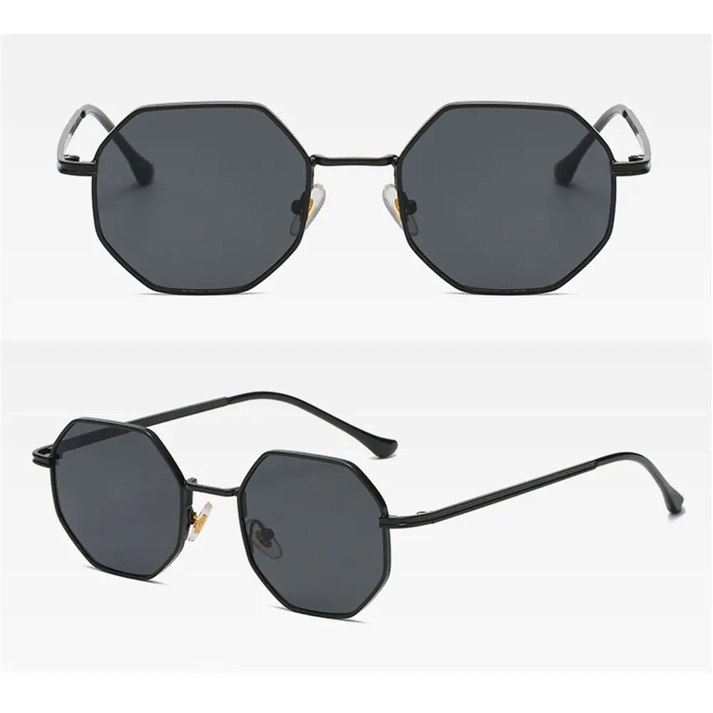 Sunglasses Luxury Retro Polygon Sun Glasses Square  for Men Women Fashion Metal Frame Glasses UV Protection Vintage Metal Shades