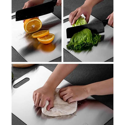 Camping Cutting Board Double-Sided Titanium Kitchen Chopping Board Kitchen Stainless Steel Cutting Board for Kitchen, Heavy Duty