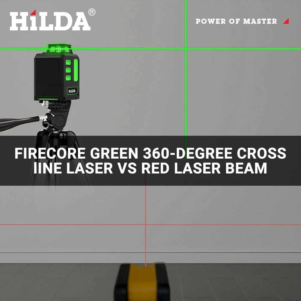 HILDA 2/5 Lines 360 Automatic Leveling Level Construction Tool Equipment Green Light Cross Laser Level