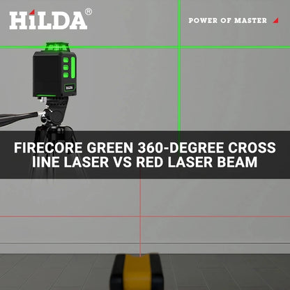 HILDA 2/5 Lines 360 Automatic Leveling Level Construction Tool Equipment Green Light Cross Laser Level