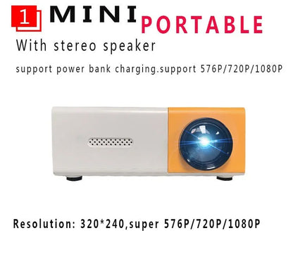 YG300 Mini LED Projector Yg300 Upgraded Version 1000 Lumen 320x240P HDMI-compatible USB Audio Home Media Player Beamer