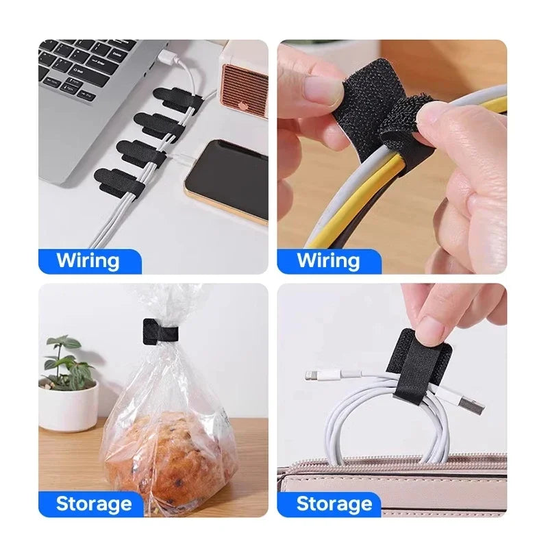 Releasable Cable Organizer Ties Mouse Earphones Wire Management Nylon Cable Ties Reusable Loop Hoop Tape Straps Tie