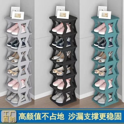 Shoe Rack Folding Simple Shoe Rack Door Corridor Narrow Shoe Cabinet Student Dormitory Storage Finishing Shoe Rack