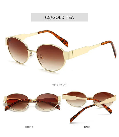 NEW Oval Sunglasses for Women, Metal Frame Sunglasses, Luxury Brand, Classic and Round