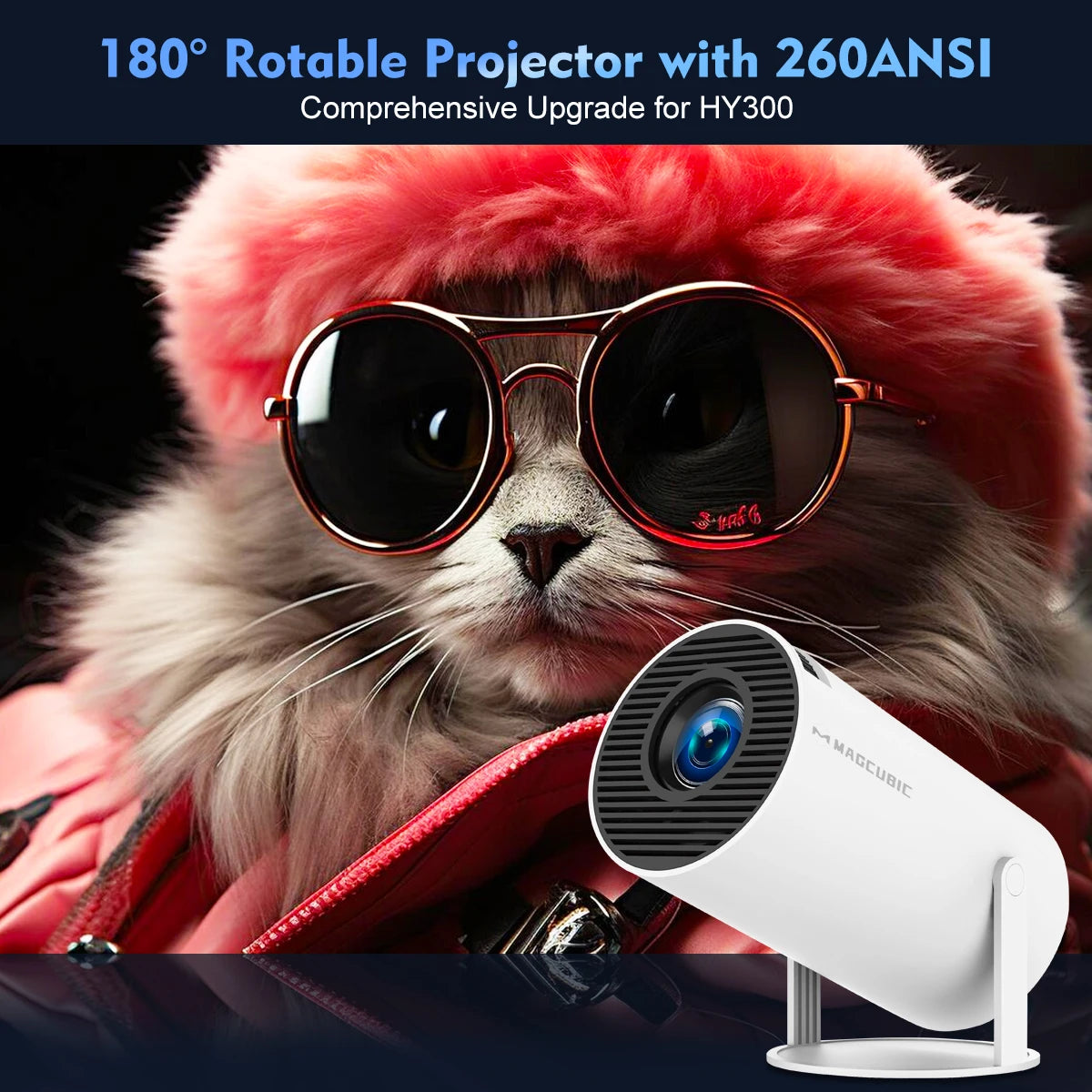 Projector HY300 Pro 4K Android 11 Dual Wifi6 260ANSI Allwinner H713 BT5.0 1080P 1280*720P Home Cinema Outdoor Projetor