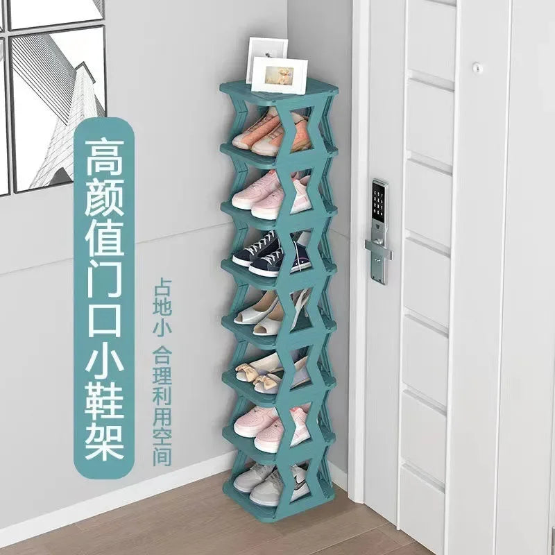 Shoe Rack Folding Simple Shoe Rack Door Corridor Narrow Shoe Cabinet Student Dormitory Storage Finishing Shoe Rack