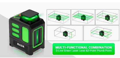 HILDA 2/5 Lines 360 Automatic Leveling Level Construction Tool Equipment Green Light Cross Laser Level