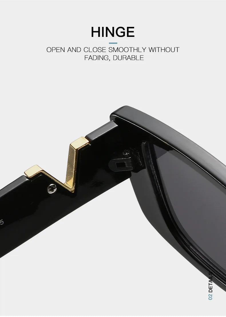 Sunglasses Retro Rectangle  Women Brand Designer Vintage Small Frame Luxury V Sun Glasses Ladies Classic Black Square