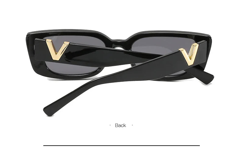 Sunglasses Retro Rectangle  Women Brand Designer Vintage Small Frame Luxury V Sun Glasses Ladies Classic Black Square