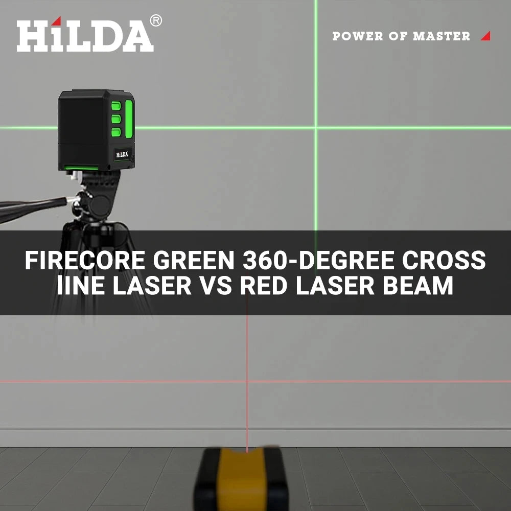 HILDA 2/5 Lines 360 Automatic Leveling Level Construction Tool Equipment Green Light Cross Laser Level