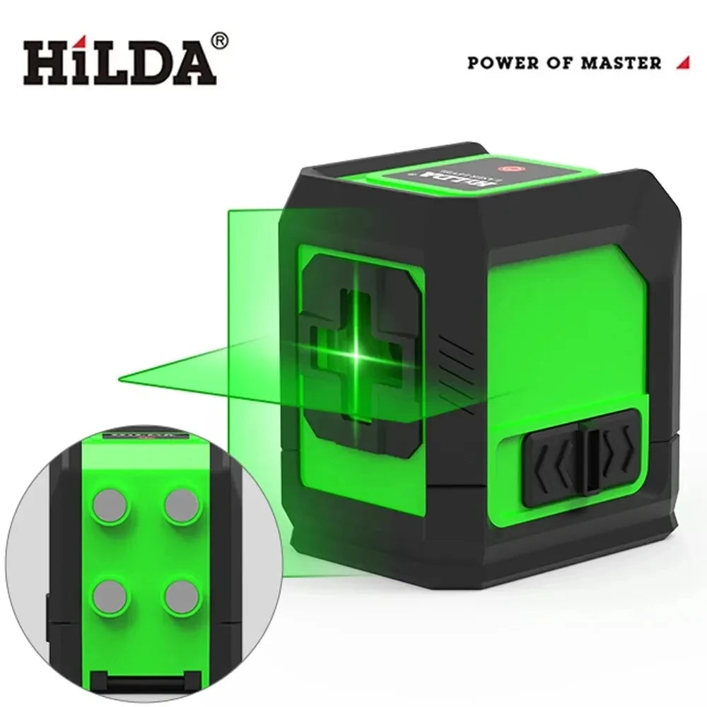 HILDA 2/5 Lines 360 Automatic Leveling Level Construction Tool Equipment Green Light Cross Laser Level