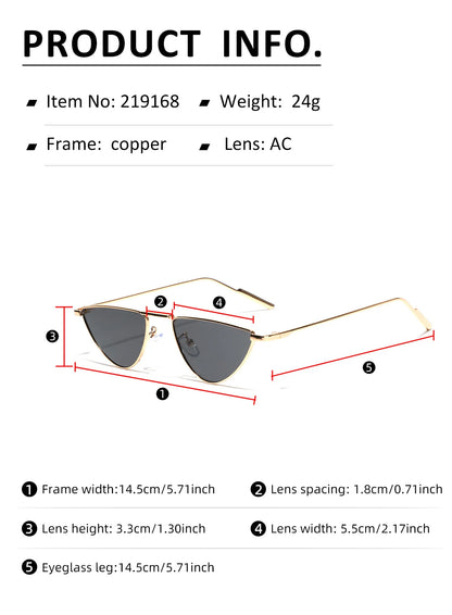 New Triangle Cat Eye Sunglasses Vintage Alloy Sun Glasses Women Unique Elegant black gold Shades Oculos Feminino 2024 Summer