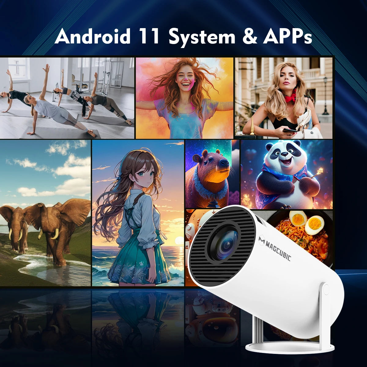 Projector HY300 Pro 4K Android 11 Dual Wifi6 260ANSI Allwinner H713 BT5.0 1080P 1280*720P Home Cinema Outdoor Projetor