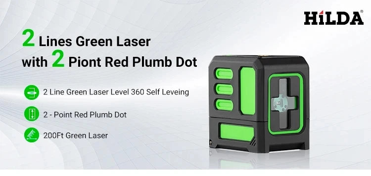 HILDA 2/5 Lines 360 Automatic Leveling Level Construction Tool Equipment Green Light Cross Laser Level