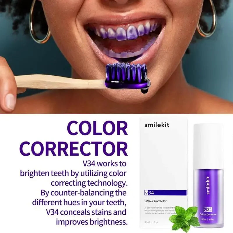 SmileKit Purple Toothpaste 30ml V34  Removes Tartar Clean Oral Hygiene Fresh Breath Whitening Teeth Care Products