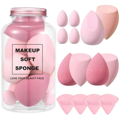 Makeup Sponge Blender Beauty Egg with Storage Bottle Cosmetic Puff Foundation Sponges Powder Puffs Make Up Accessories 12/14Pcs