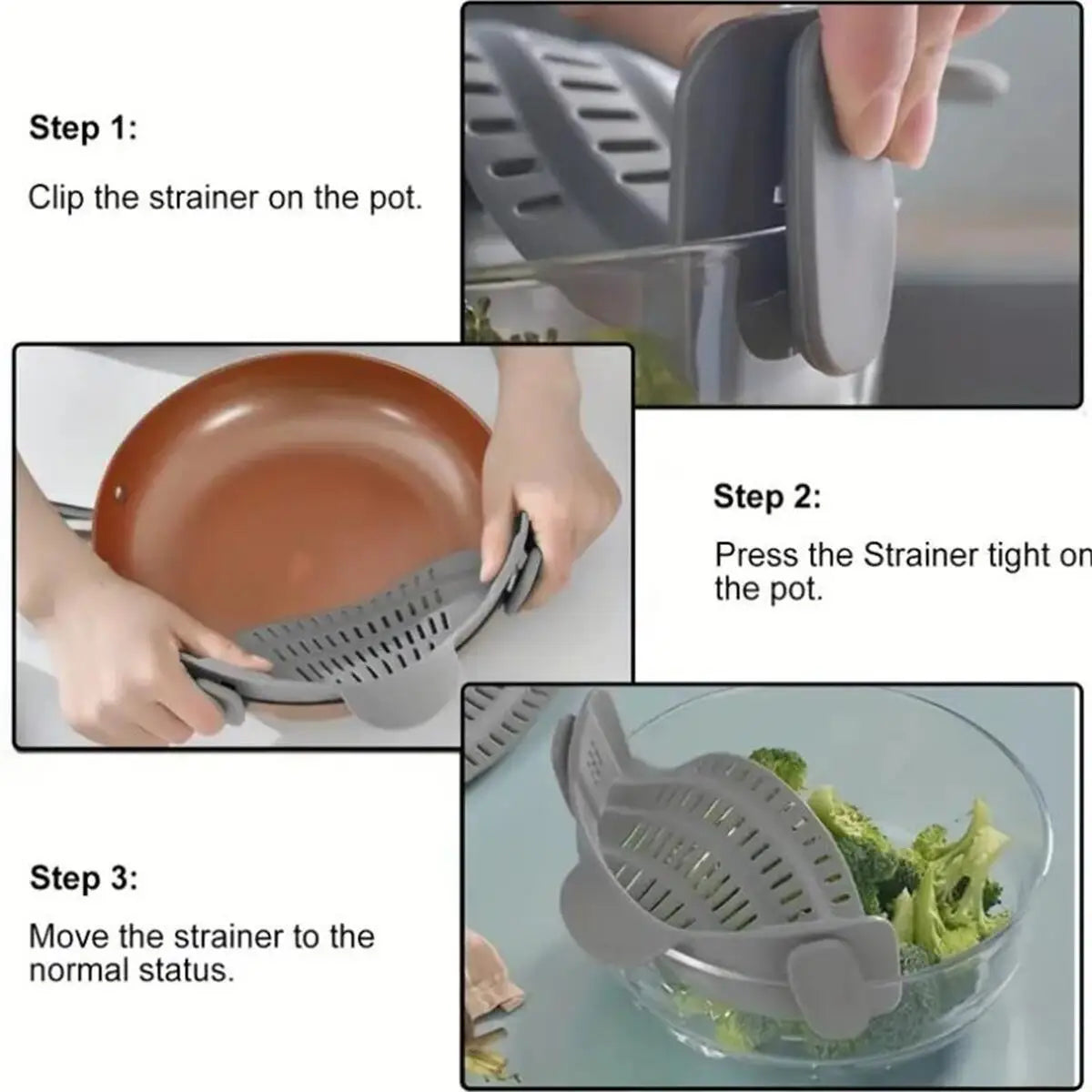 Strainer, Pot Strainer, Adjustable Clip On Strainer For Pots Pans And Bowls, Kitchen Pot Strainer