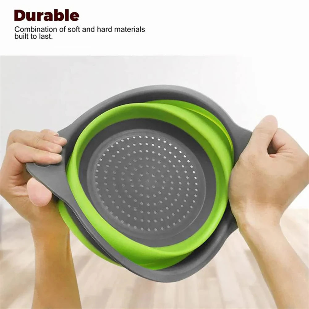 Folding Silicone Drain Basket Fruit Vegetable Washing Basket Foldable Strainer Colander Collapsible Drainer Strainers