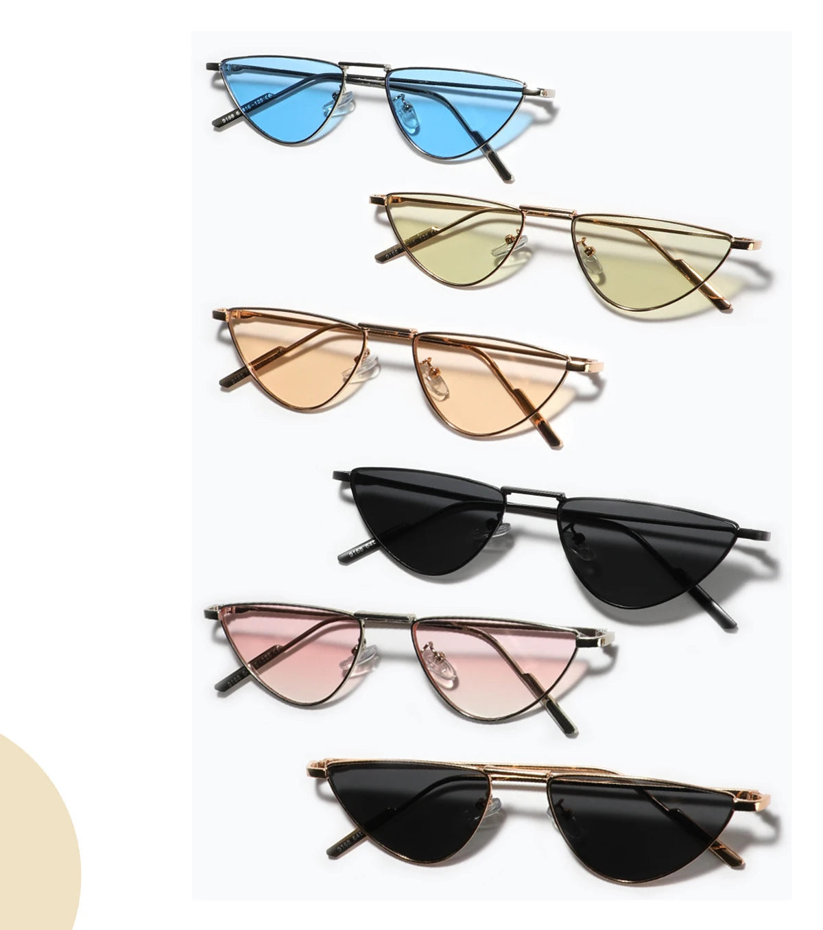 New Triangle Cat Eye Sunglasses Vintage Alloy Sun Glasses Women Unique Elegant black gold Shades Oculos Feminino 2024 Summer