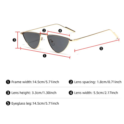 New Triangle Cat Eye Sunglasses Vintage Alloy Sun Glasses Women Unique Elegant black gold Shades Oculos Feminino 2024 Summer